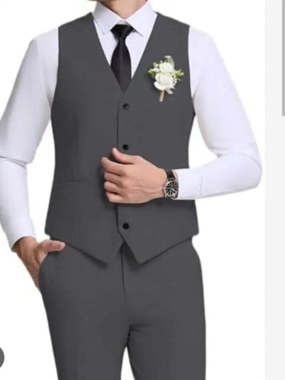 Men's Charcoal Grey Suit Vest Paisley Lining